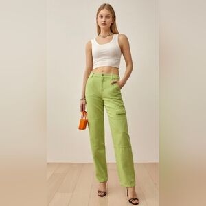 Reformation Bailey High Rise Utility Cargo Pants Lime 29 Y2K